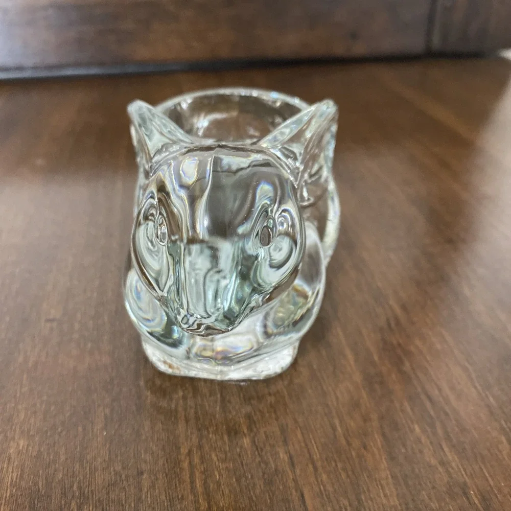 Vintage Indiana Glass Bunny Clear Crystal Votive Tea Light Candle Holder 5in